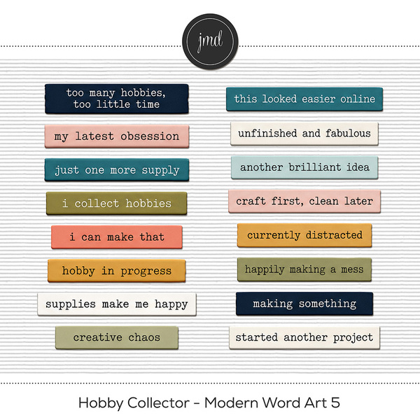 Hobby Collector - Modern Word Art 5 Digital Art - Digital Scrapbooking Kits