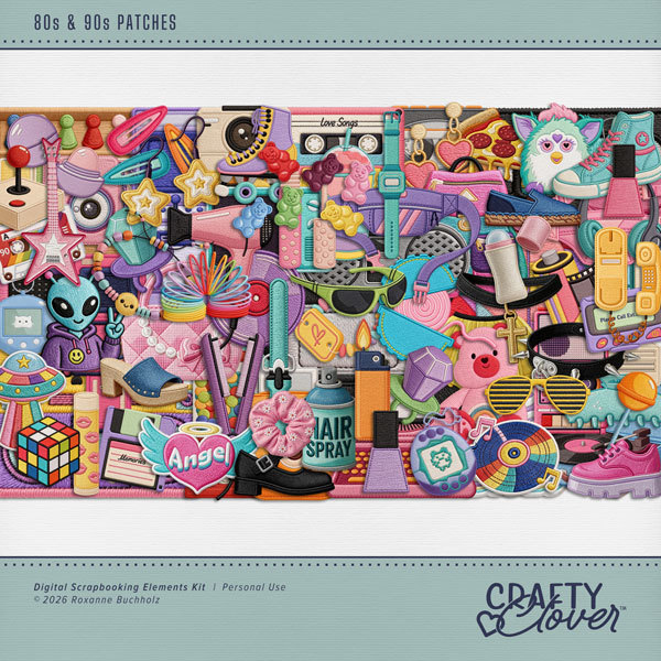 80s & 90s Patches Digital Art - Digital Scrapbooking Kits