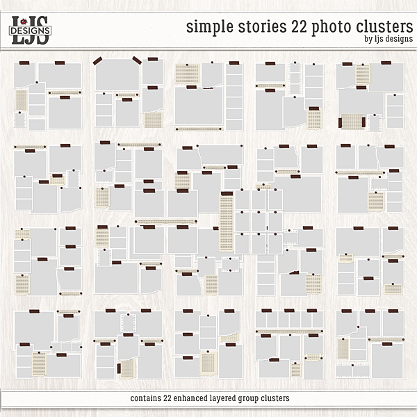 Simple Stories 22 Photo Clusters Digital Art - Digital Scrapbooking Kits