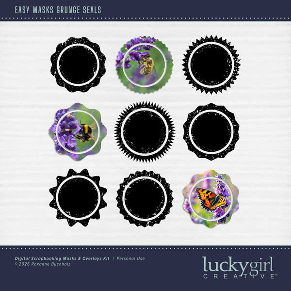 Easy Masks Grunge Seals Digital Art - Digital Scrapbooking Kits