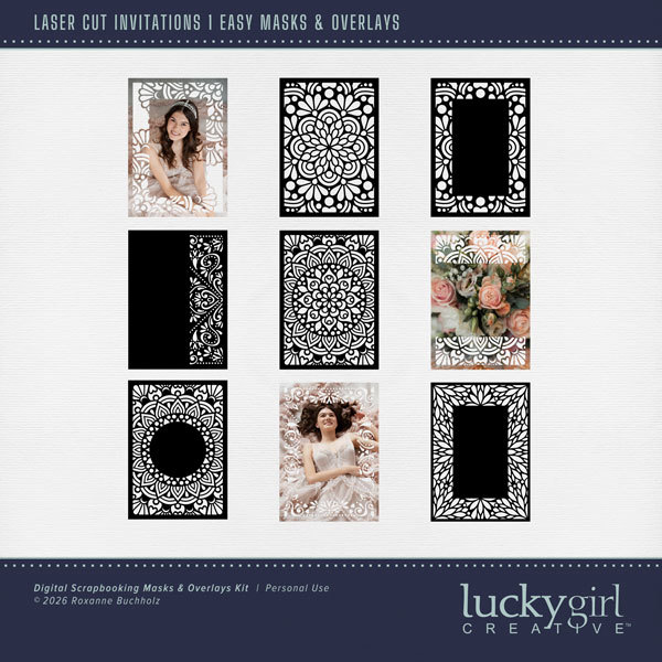 Laser Cut Invitations 1 Easy Masks & Overlays Digital Art - Digital Scrapbooking Kits