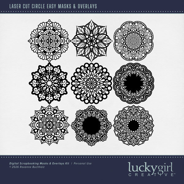 Laser Cut Circle Easy Masks & Overlays Digital Art - Digital Scrapbooking Kits