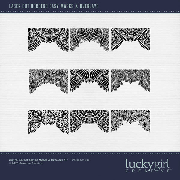 Laser Cut Borders Easy Masks & Overlays Digital Art - Digital Scrapbooking Kits