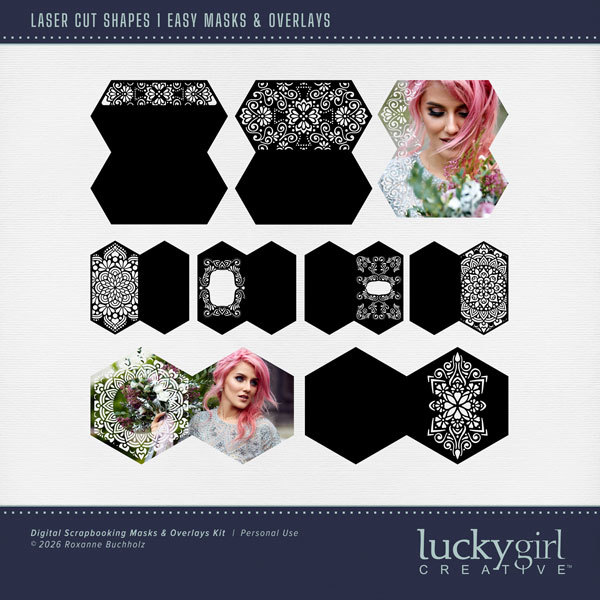 Laser Cut Shapes 1 Easy Masks & Overlays Digital Art - Digital Scrapbooking Kits