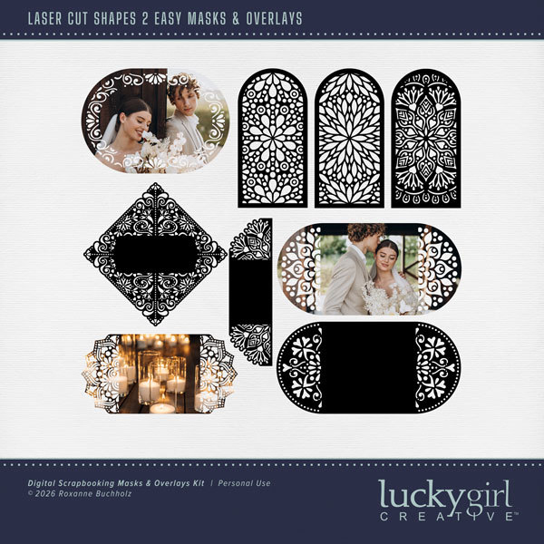 Laser Cut Shapes 2 Easy Masks & Overlays Digital Art - Digital Scrapbooking Kits