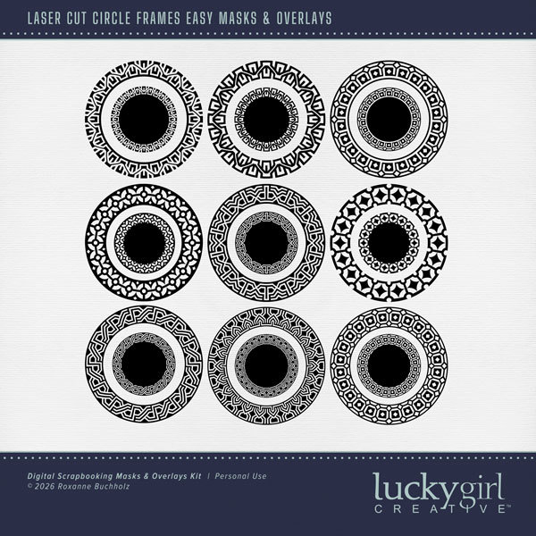 Laser Cut Circle Frames Easy Masks & Overlays Digital Art - Digital Scrapbooking Kits