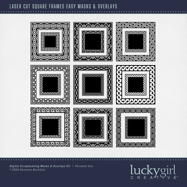 Laser Cut Square Frames Easy Masks & Overlays Digital Art - Digital Scrapbooking Kits