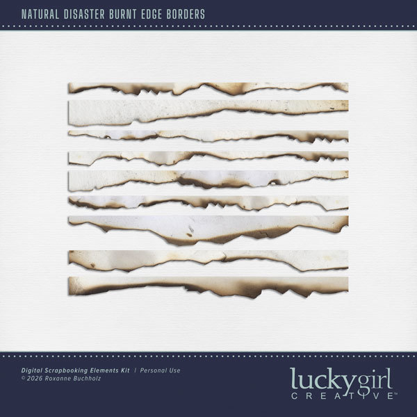 Natural Disaster Burnt Edge Borders Digital Art - Digital Scrapbooking Kits