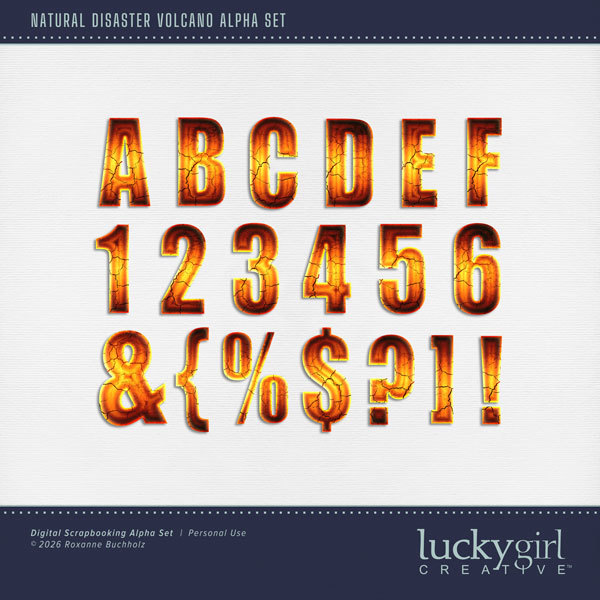 Natural Disaster Volcano Alpha Set Digital Art - Digital Scrapbooking Kits