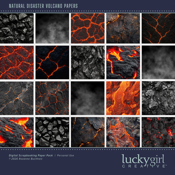 Natural Disaster Volcano Papers Digital Art - Digital Scrapbooking Kits