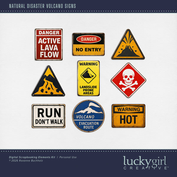 Natural Disaster Volcano Signs Digital Art - Digital Scrapbooking Kits