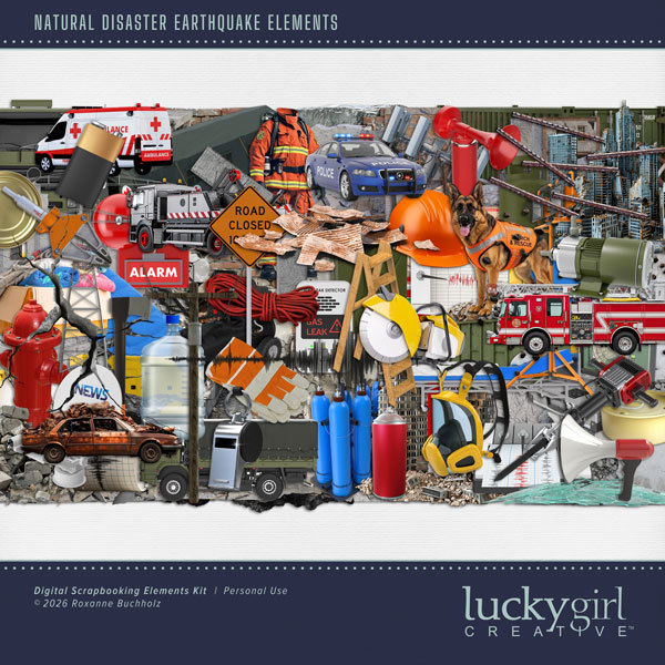 Natural Disaster Earthquake Elements Digital Art - Digital Scrapbooking Kits