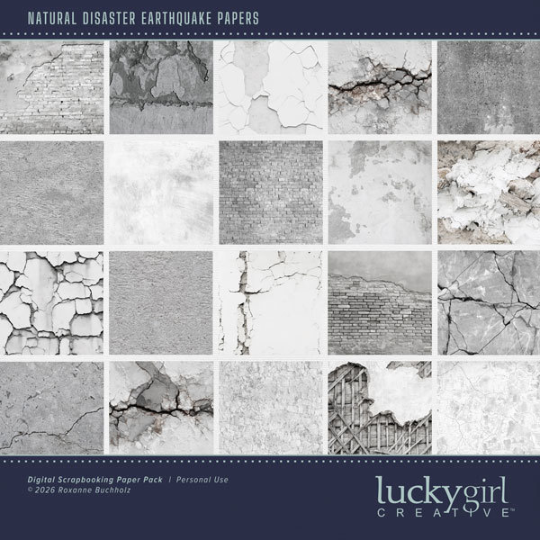 Natural Disaster Earthquake Papers Digital Art - Digital Scrapbooking Kits