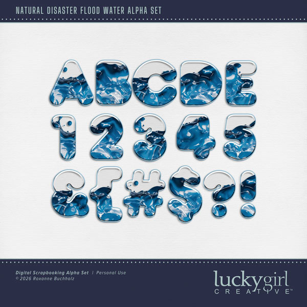 Natural Disaster Flood Water Alpha Set Digital Art - Digital Scrapbooking Kits