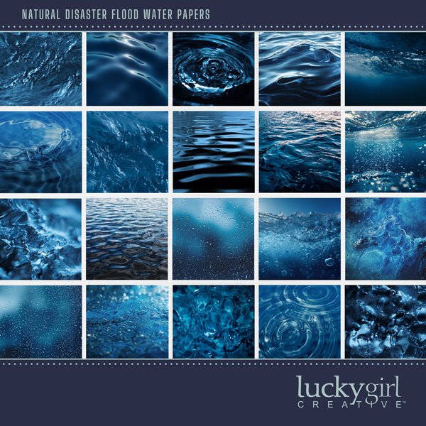 Natural Disaster Flood Water Papers Digital Art - Digital Scrapbooking Kits