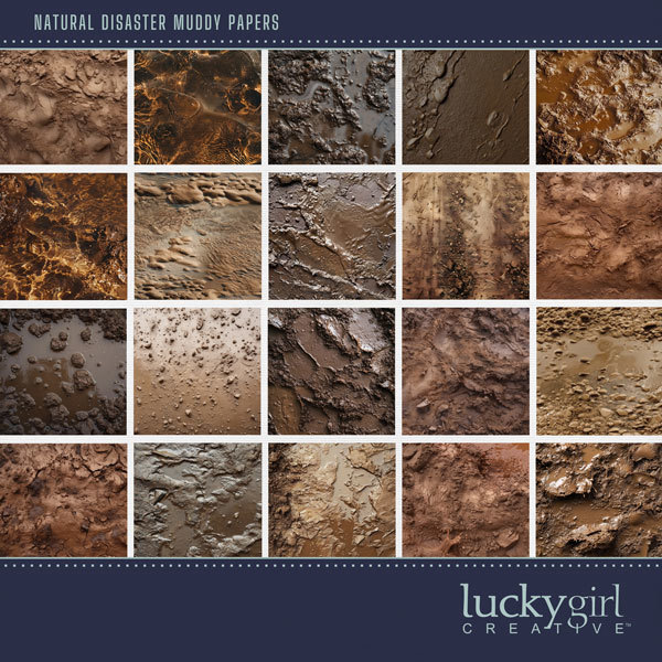 Natural Disaster Muddy Papers Digital Art - Digital Scrapbooking Kits