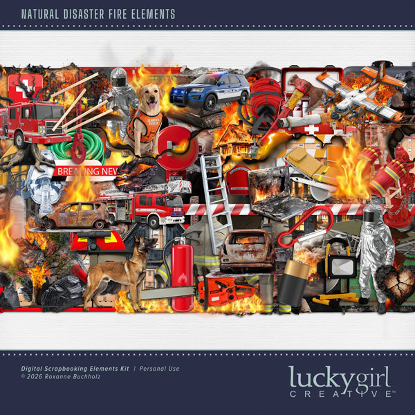Natural Disaster Fire Elements Digital Art - Digital Scrapbooking Kits