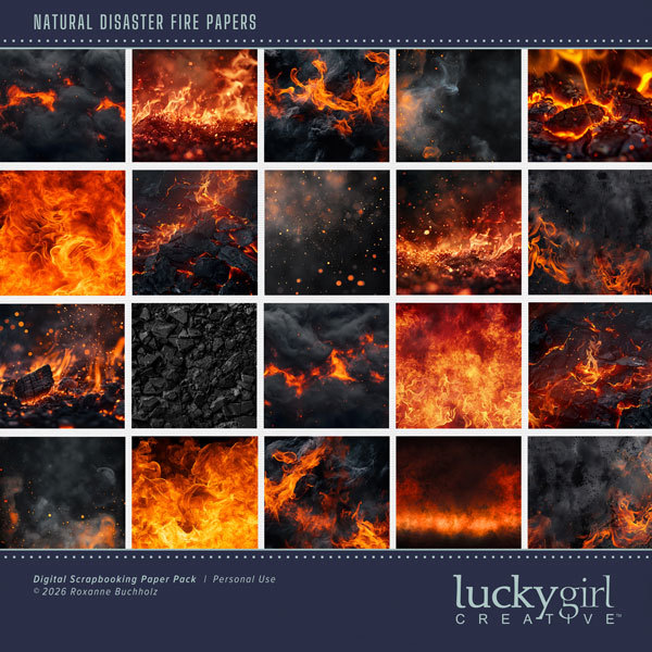 Natural Disaster Fire Papers Digital Art - Digital Scrapbooking Kits