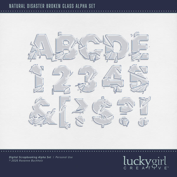 Natural Disaster Broken Glass Alpha Set Digital Art - Digital Scrapbooking Kits