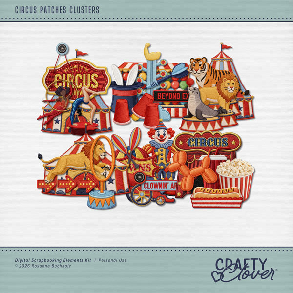 Circus Patches Clusters Digital Art - Digital Scrapbooking Kits