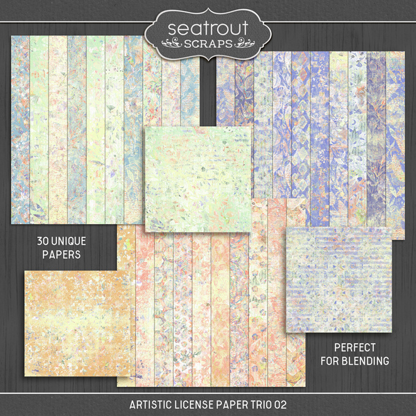 Artistic License Paper Trio 02 Digital Art - Digital Scrapbooking Kits
