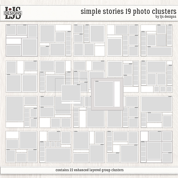 Simple Stories 19 Photo Clusters Digital Art - Digital Scrapbooking Kits