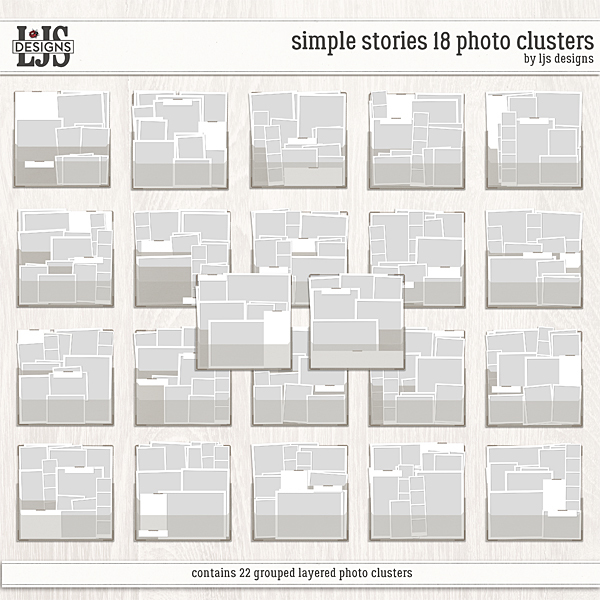 Simple Stories 18 Photo Clusters Digital Art - Digital Scrapbooking Kits