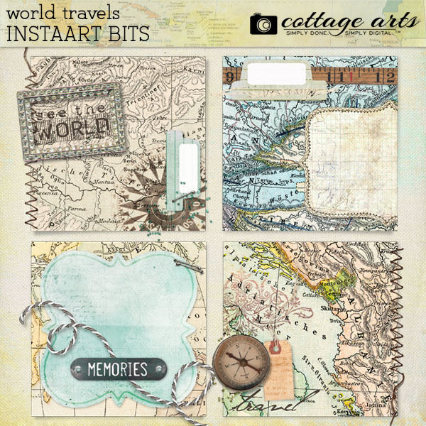 World Travels Instaart Bits Digital Art - Digital Scrapbooking Kits