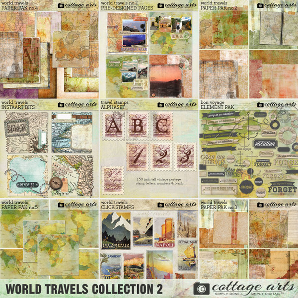 World Travels Collection 2 Digital Art - Digital Scrapbooking Kits