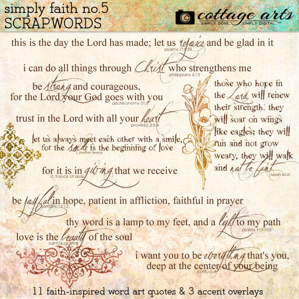 Simply Faith 5 Scrap.Words Digital Art - Digital Scrapbooking Kits