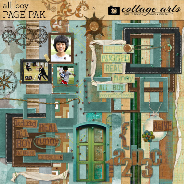 All Boy Page Pak Digital Art - Digital Scrapbooking Kits