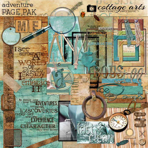 Adventure Page Pak Digital Art - Digital Scrapbooking Kits