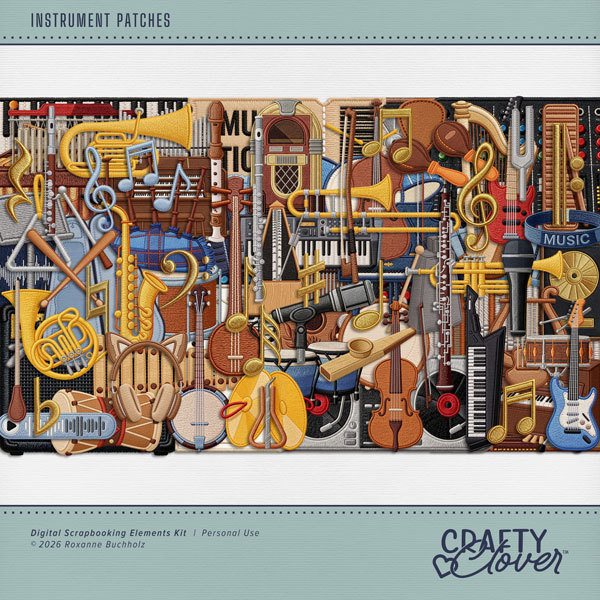Instrument Patches Digital Art - Digital Scrapbooking Kits