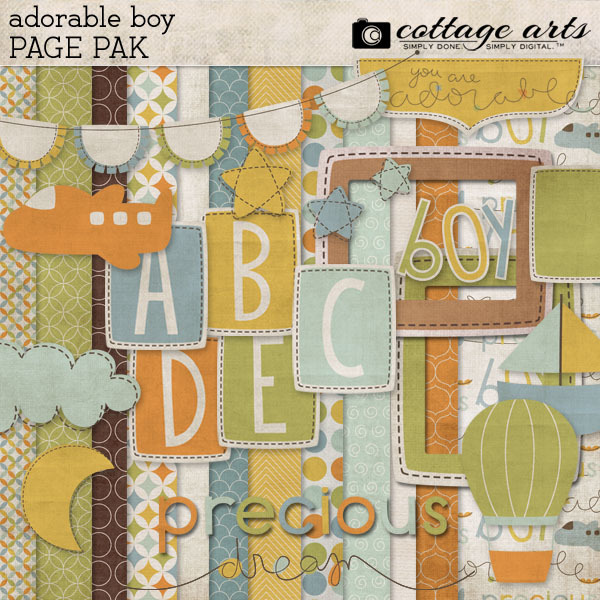 Adorable Boy Page Pak Digital Art - Digital Scrapbooking Kits