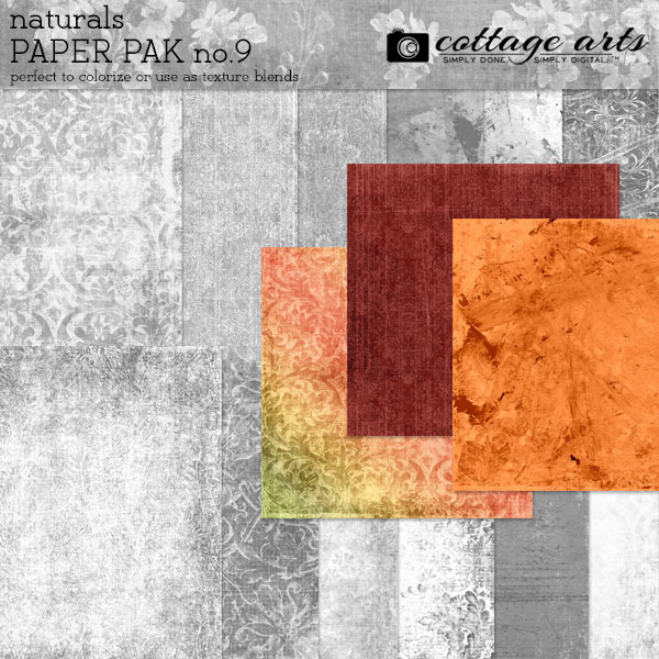 Naturals 9 Paper Pak Digital Art - Digital Scrapbooking Kits