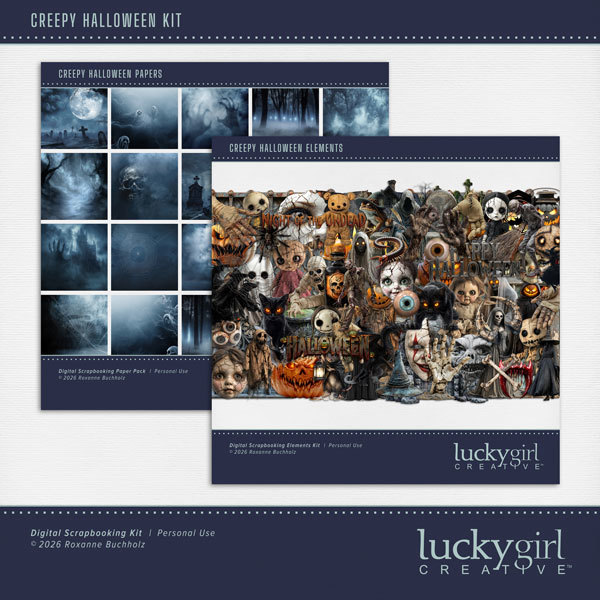 Creepy Halloween Kit Digital Art - Digital Scrapbooking Kits