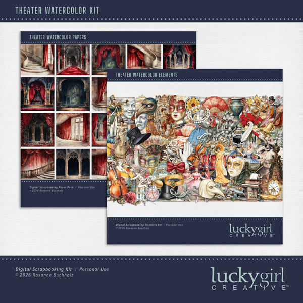 Theater Watercolor Kit Digital Art - Digital Scrapbooking Kits