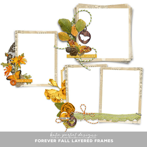 Forever Fall Layered Frames Digital Art - Digital Scrapbooking Kits