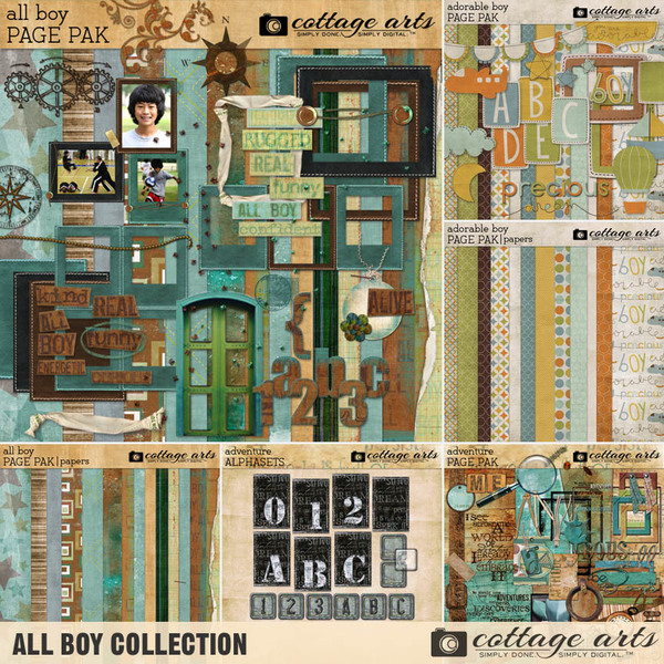 All Boy Collection Digital Art - Digital Scrapbooking Kits