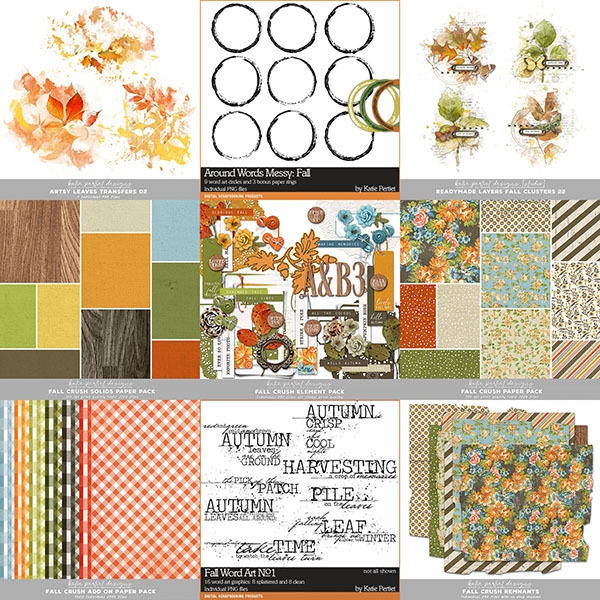 Fall Crush Scrapbooking Collection Digital Art - Digital Scrapbooking Kits