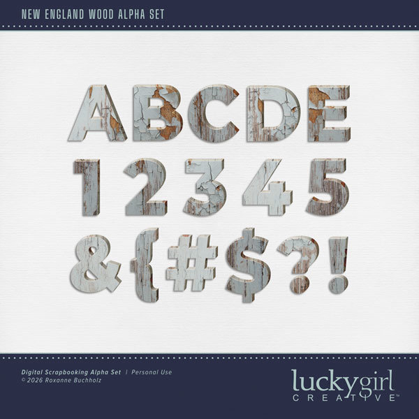 New England Wood Alpha Set Digital Art - Digital Scrapbooking Kits