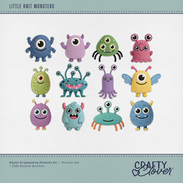 Little Knit Monsters Digital Art - Digital Scrapbooking Kits