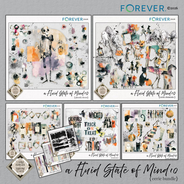 A Fluid State of Mind 10 Bundle Digital Art - Digital Scrapbooking Kits