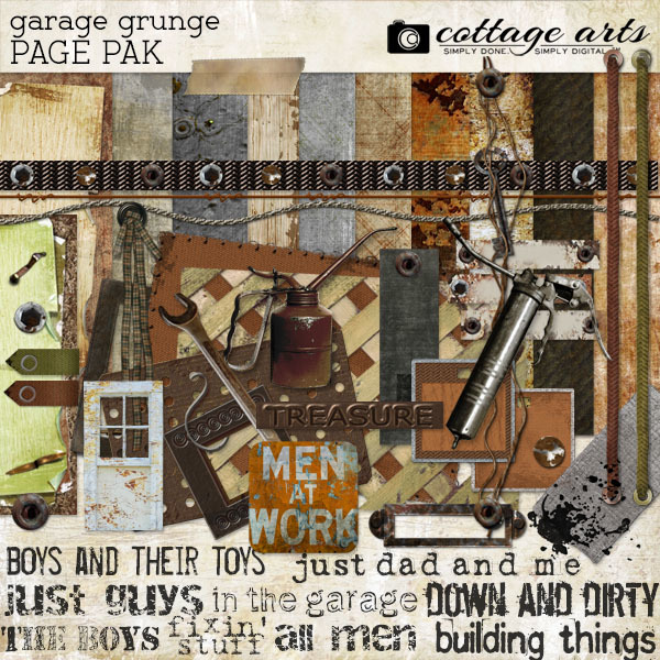 Garage Grunge Page Pak Digital Art - Digital Scrapbooking Kits
