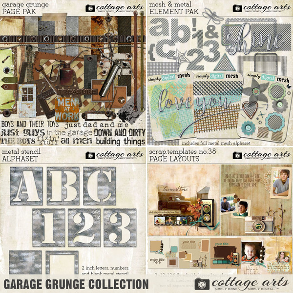 Garage Grunge Collection Digital Art - Digital Scrapbooking Kits