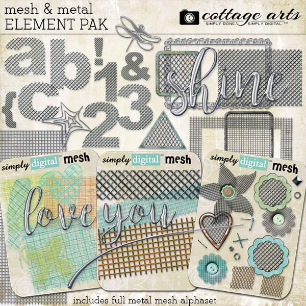 Mesh And Metal Element Pak Digital Art - Digital Scrapbooking Kits