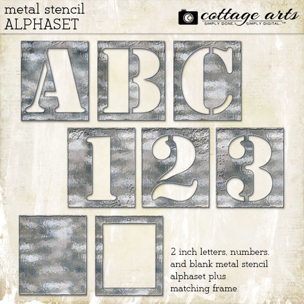 Metal Stencil Alphaset Digital Art - Digital Scrapbooking Kits