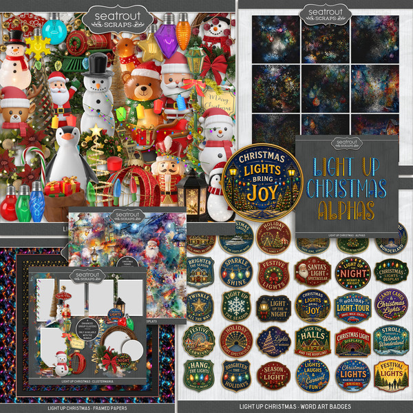 Light Up Christmas Bundle Digital Art - Digital Scrapbooking Kits