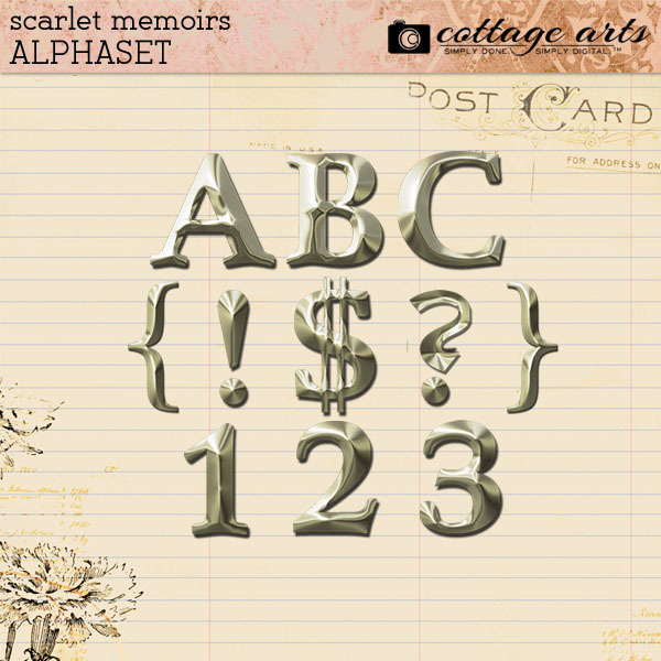 Scarlet Memoirs AlphaSet Digital Art - Digital Scrapbooking Kits