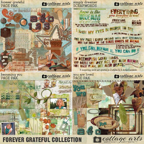 Forever Grateful Collection Digital Art - Digital Scrapbooking Kits